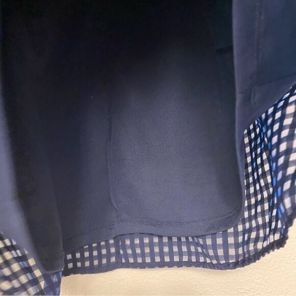 Maison Jules navy blue Double Layered chiffon gingham Mini Skirt Notte XXL - Picture 4 of 9